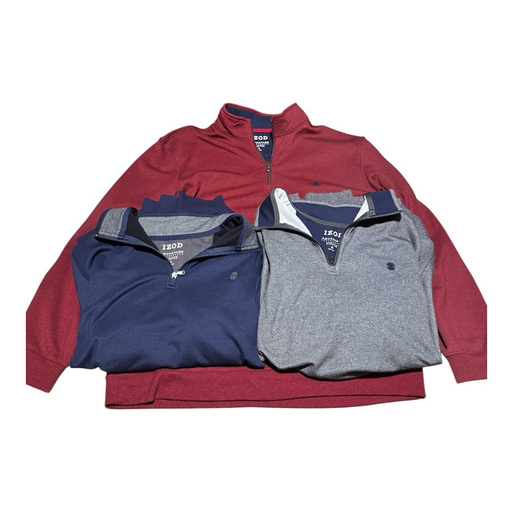 Izod Advantage Performance Stretch Pullover - Bundle of 3 - Navy, Gray, Red